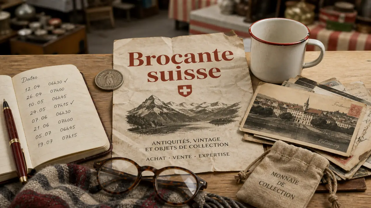 Brocante suisse ce week end : affiche, carnet horaires et étals