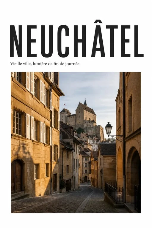 Neuchâtel suisse tourisme : vieille ville ocre et château dominant les toits