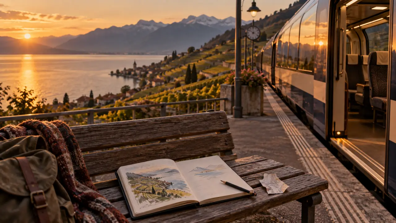 Carnet de voyage suisse au train en Suisse, Lavaux et lac Léman