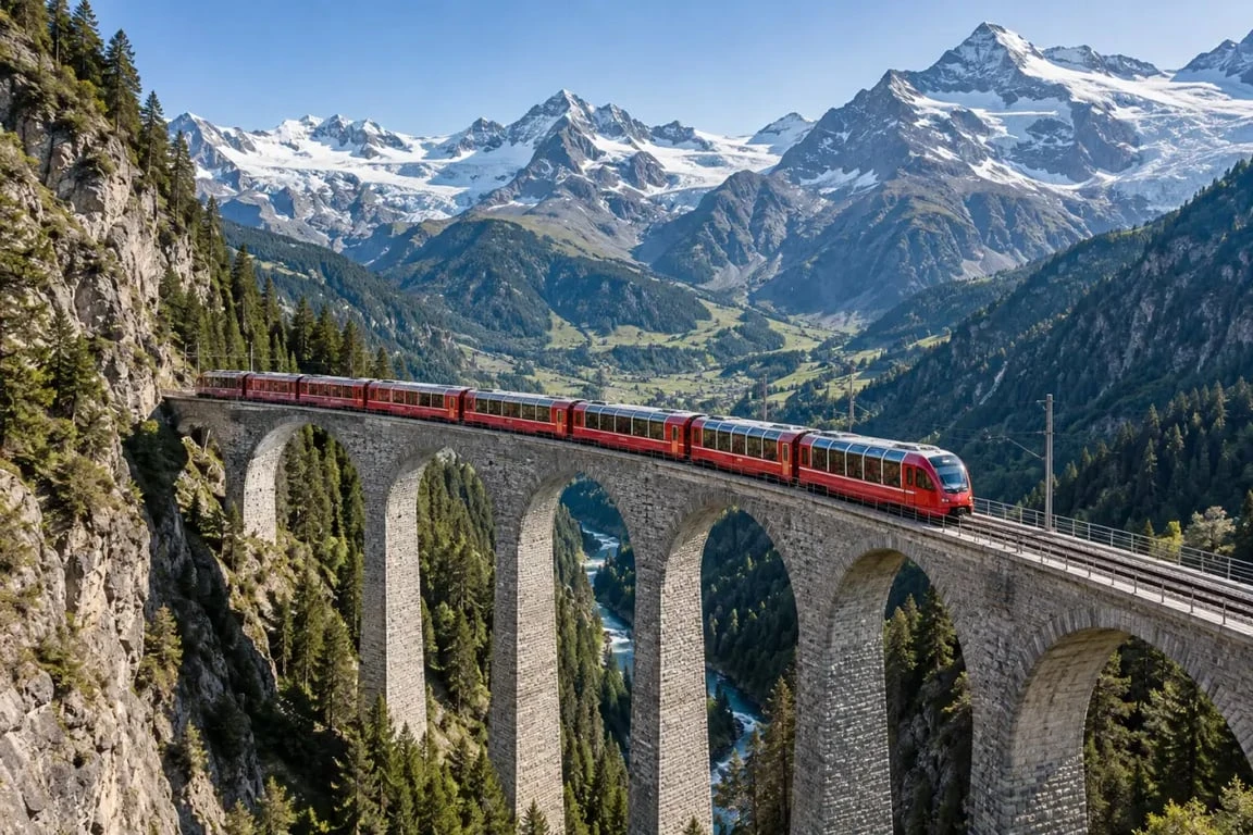 Voyage Alpes suisse en train panoramique dans les Grisons