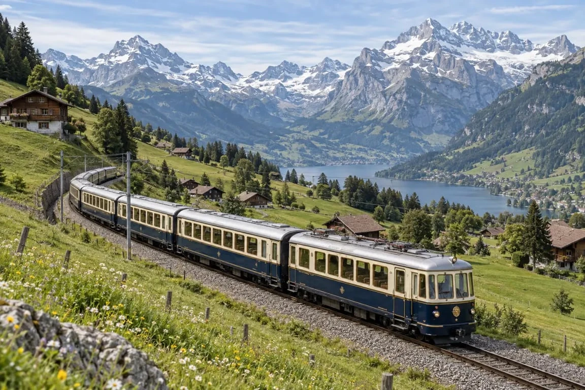 Carnet de voyage suisse à bord d'un train panoramique dans les Alpes bernoises