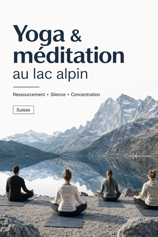 Voyage spirituel suisse lors d’une retraite de yoga au bord d’un lac alpin