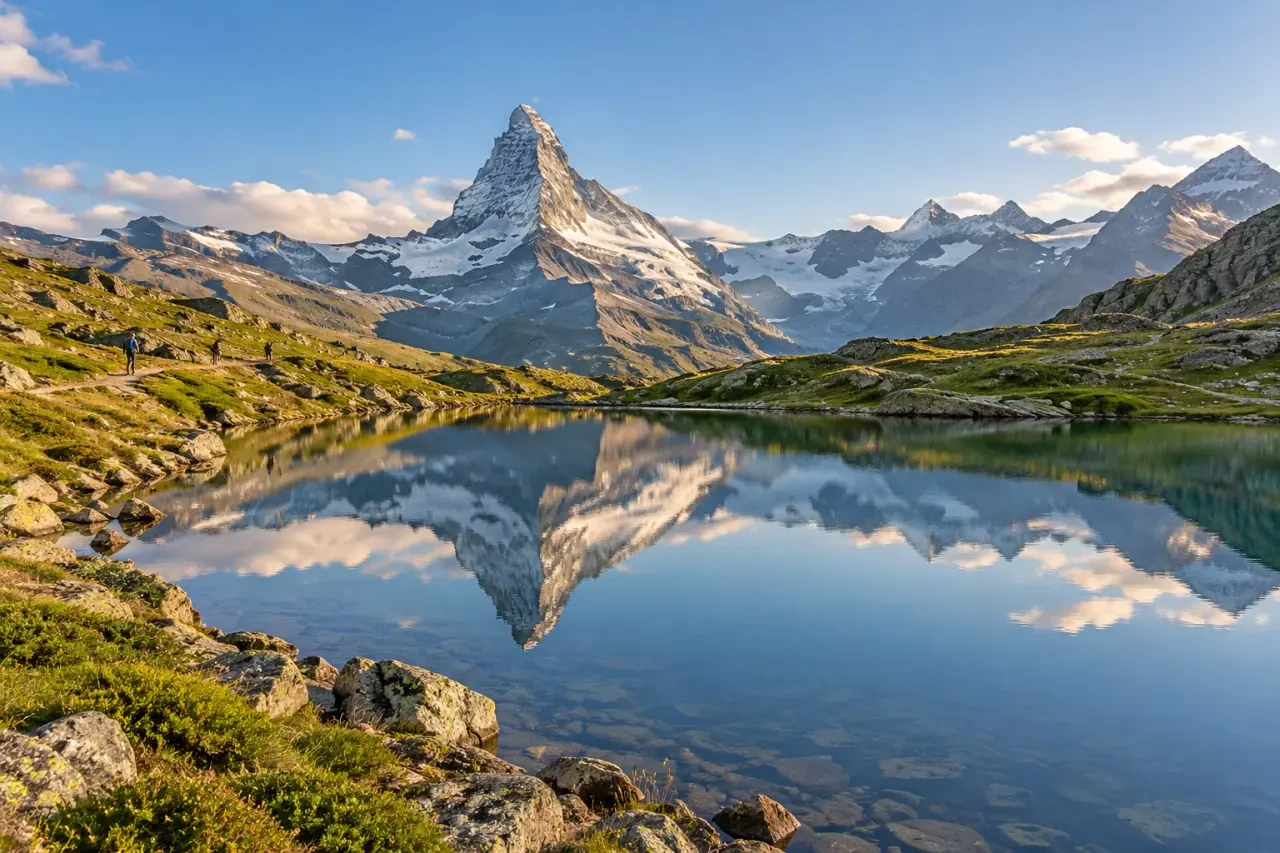 Zermatt été sur le sentier des cinq lacs avec reflet du Cervin