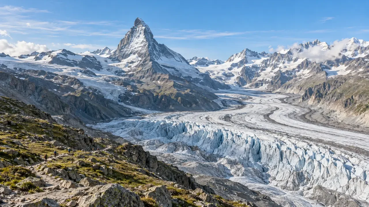 Zermatt été depuis le Gornergrat avec vue sur le Cervin et les glaciers