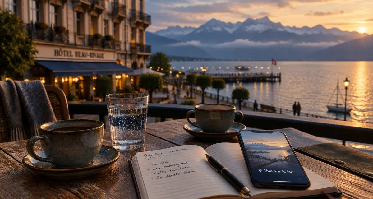 hotel lac leman suisse, terrasse d’hôtel avec vue sur le lac Léman