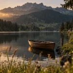 Lac noir suisse (Schwarzsee) au coucher du soleil
